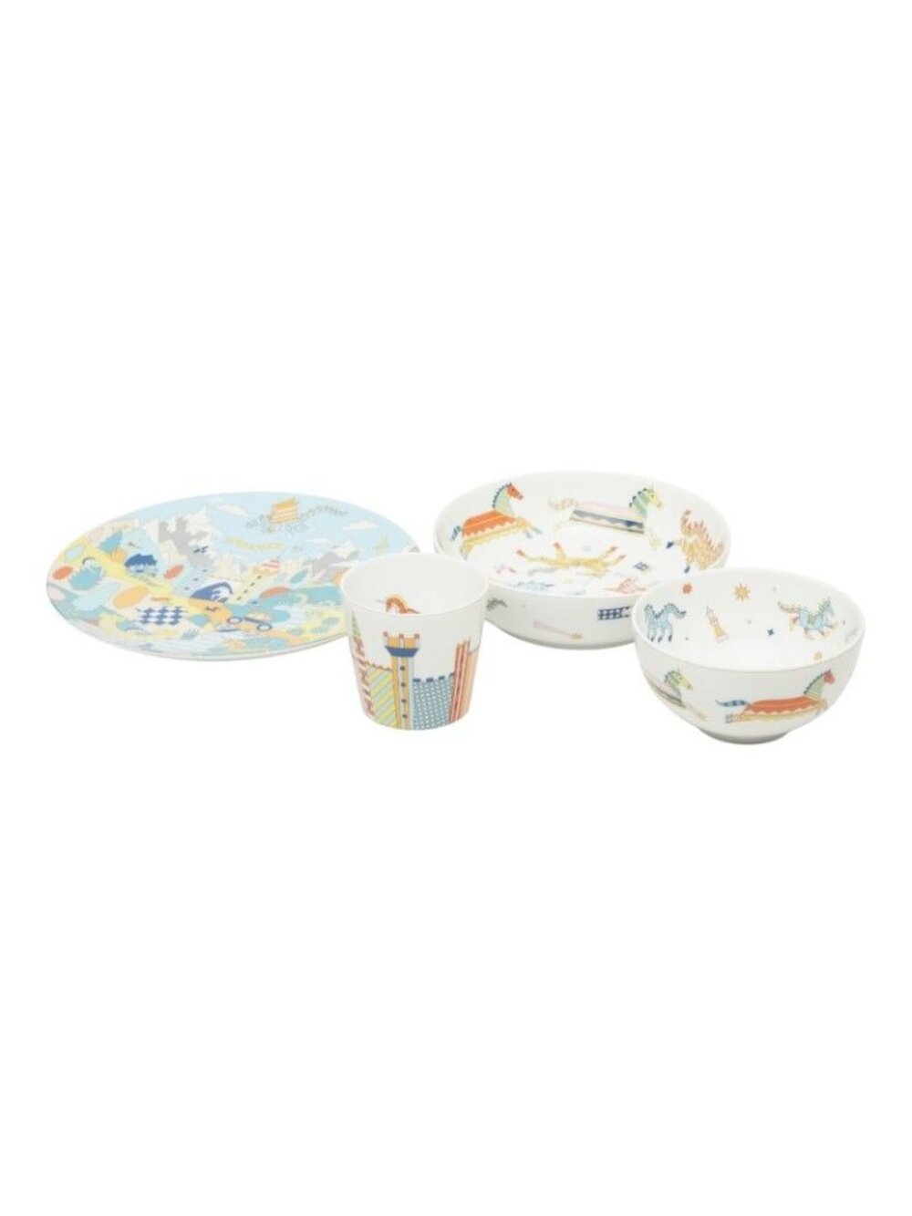Hermes Epope Tableware Plate Set of 4 Multicolor Ceramic